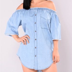 [Fashion Nova] Off The Shoulder Denim Dress